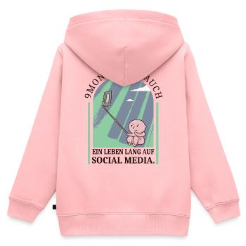 Social Media Baby - Kinder Premium Organic Zip Hoodie - Rosa - Hinten - AI Model Kid Female (0cm)