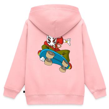 Fox Kitsune Skateboarding - Kinder Premium Organic Zip Hoodie - Rosa - Hinten - AI Model Kid Female (0cm)