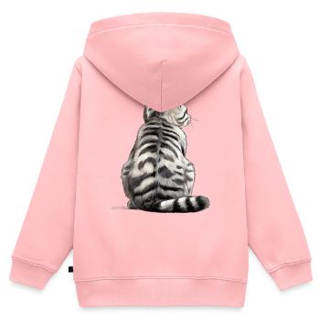 Amerikanische Kurzhaarkatze - Kinder Premium Organic Zip Hoodie - Rosa - Hinten - AI Model Kid Female (0cm)