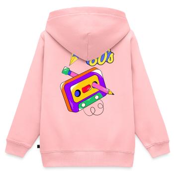 années 80, cassette audio, rétro, vintage - Sweat Premium à capuche zippé enfant bio - rose - Dos - AI Model Kid Female (0cm)