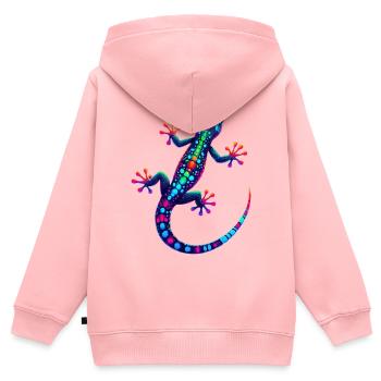 Gecko - Sweat Premium à capuche zippé enfant bio - rose - Dos - AI Model Kid Female (0cm)