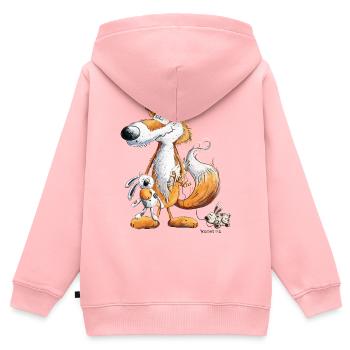 Renard avec lapin jouet et peluche - Sweat Premium à capuche zippé enfant bio - rose - Dos - AI Model Kid Female (0cm)
