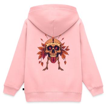 Crâne avec bougie - Sweat Premium à capuche zippé enfant bio - rose - Dos - AI Model Kid Female (0cm)