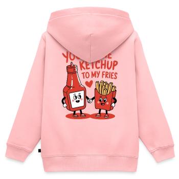 Du bist der Ketchup für meine Pommes - Kinder Premium Organic Zip Hoodie - Rosa - Hinten - AI Model Kid Female (0cm)