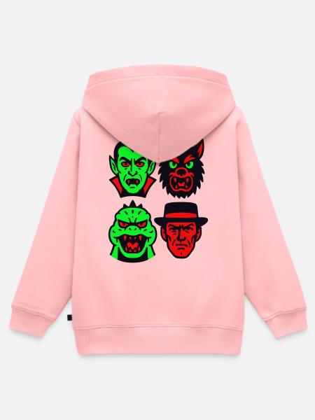 4 Grusel-Monster - Kinder Premium Organic Zip Hoodie - Rosa