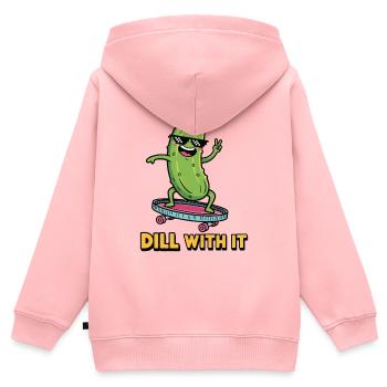 Ambiance cornichon - Sweat Premium à capuche zippé enfant bio - rose - Dos - AI Model Kid Female (0cm)