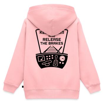 Desserrage des freins conducteur de train - Sweat Premium à capuche zippé enfant bio - rose - Dos - AI Model Kid Female (0cm)