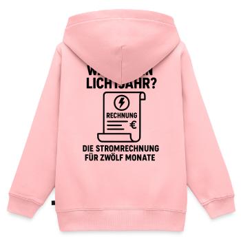 Electricity bill light year joke - Kids Premium Organic Zip-up Hoodie - rose - Back - AI Model Kid Female (0cm)