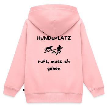 Wenn_der_HUNDEPLATZ_ruft-_muss_ich_gehen_-1- - Sweat Premium à capuche zippé enfant bio - rose - Dos - AI Model Kid Female (0cm)
