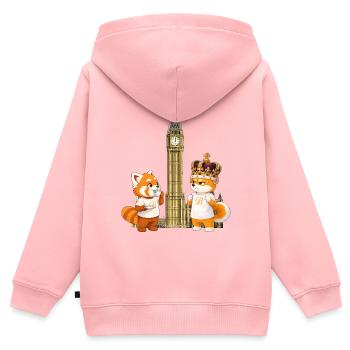 Faul und grummelig in London - Kinder Premium Organic Zip Hoodie - Rosa - Hinten - AI Model Kid Female (0cm)