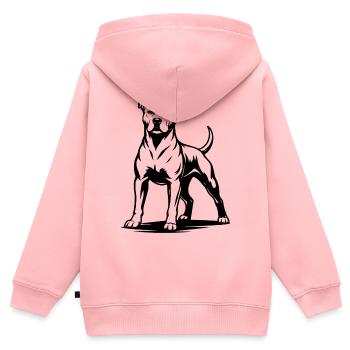 Pitbull stolzer Pose - Kinder Premium Organic Zip Hoodie - Rosa - Hinten - AI Model Kid Female (0cm)