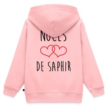 Noces de Saphir 16 ans de mariage - Sweat Premium à capuche zippé enfant bio - rose - Dos - AI Model Kid Female (0cm)