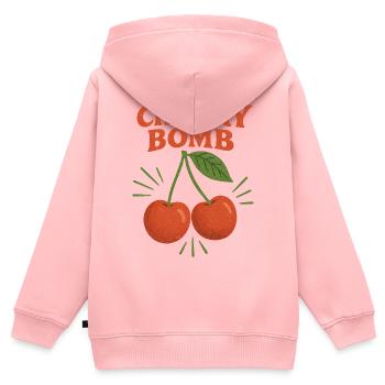 Cherry Bomb Duo Illustration - Kinder Premium Organic Zip Hoodie - Rosa - Hinten - AI Model Kid Female (0cm)