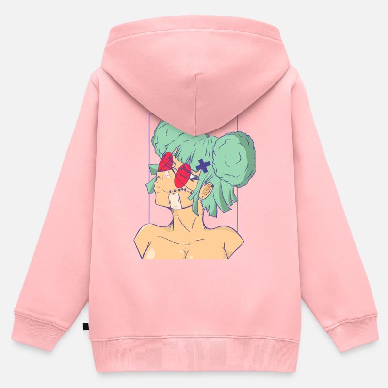 Nezu - Sweat Premium à capuche zippé enfant bio - rose