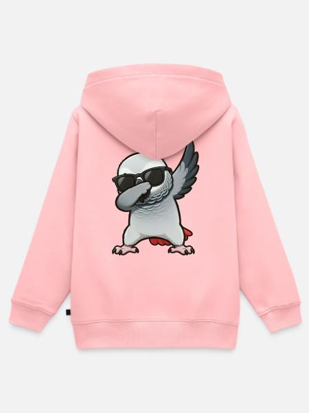 Dabbing Graupapagei - Kinder Premium Organic Zip Hoodie - Rosa
