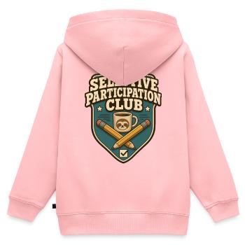 Club de participation sélective Paresseux - Sweat Premium à capuche zippé enfant bio - rose - Dos - AI Model Kid Female (0cm)