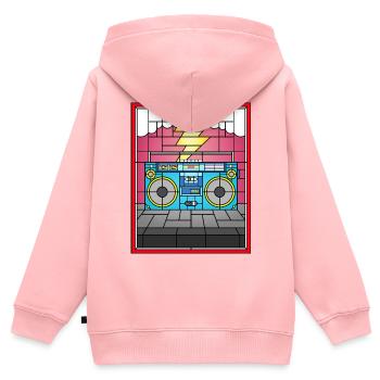 Buntglas-Boombox-Illustration - Kinder Premium Organic Zip Hoodie - Rosa - Hinten - AI Model Kid Female (0cm)