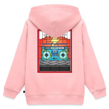 Buntglas-Boombox-Illustration - Kinder Premium Organic Zip Hoodie - Rosa - Hinten - AI Model Kid Female (0cm)