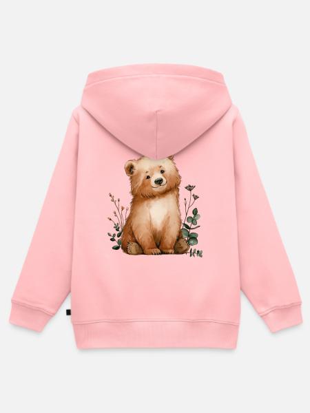 Bär mit Schmetterling - Kinder Premium Organic Zip Hoodie - Rosa