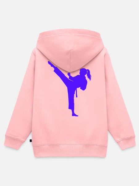 Kampfsport Hochkick Silhouette - Kinder Premium Organic Zip Hoodie - Rosa