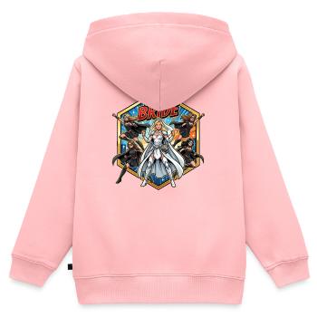 Team Bride Superheldin Comic - Kinder Premium Organic Zip Hoodie - Rosa - Hinten - AI Model Kid Female (0cm)