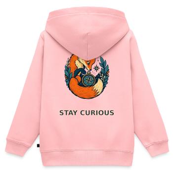 Bleib neugierig, Fuchs - Kinder Premium Organic Zip Hoodie - Rosa - Hinten - AI Model Kid Female (0cm)