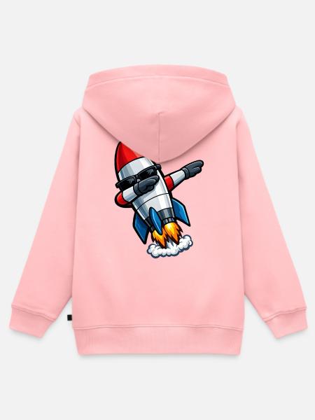 Dabbing Rakete - Kinder Premium Organic Zip Hoodie - Rosa