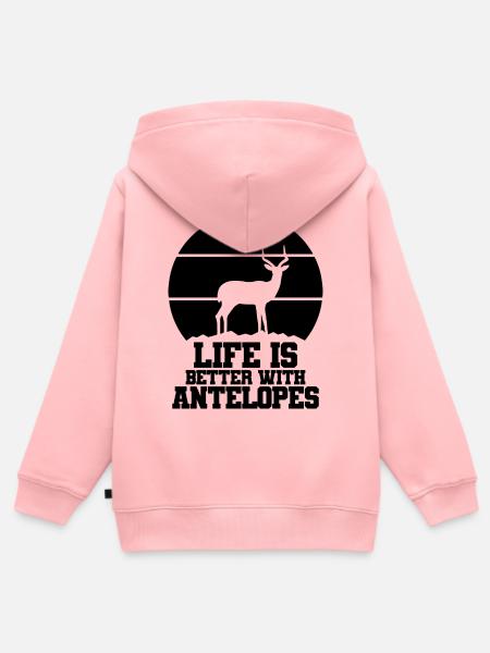 Antilope Humor Spruch - Kinder Premium Organic Zip Hoodie - Rosa