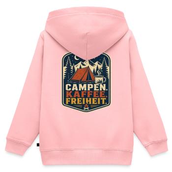 Campen Kaffee Freiheit – Outdoor Camping Spruch - Kinder Premium Organic Zip Hoodie - Rosa - Hinten - AI Model Kid Female (0cm)