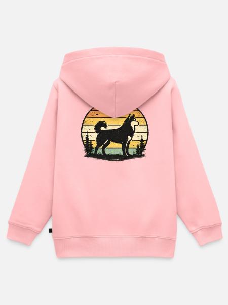 Waldwolf Retro-Sonnenuntergang - Kinder Premium Organic Zip Hoodie - Rosa