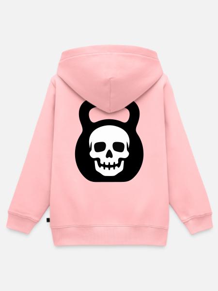 Totenkopf Kettlebell Logo - Kinder Premium Organic Zip Hoodie - Rosa