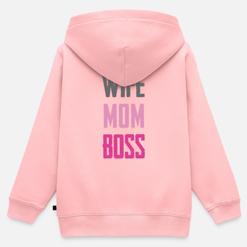 Épouse Maman – Déclaration de rôle forte - Sweat Premium à capuche zippé enfant bio - rose
