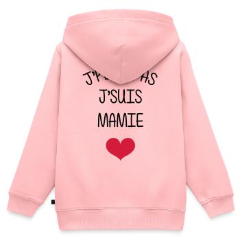 Mamie Mamy Grand Mère Naissance Bébé Amour - Sweat Premium à capuche zippé enfant bio - rose - Dos - AI Model Kid Female (0cm)