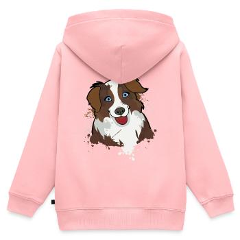 Australian Shepherd - Sweat Premium à capuche zippé enfant bio - rose - Dos - AI Model Kid Female (0cm)