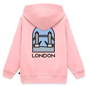 London - Kinder Premium Organic Zip Hoodie - Rosa - Hinten - AI Model Kid Female (0cm)