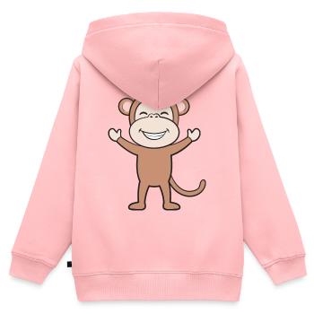 Singes singes - Sweat Premium à capuche zippé enfant bio - rose - Dos - AI Model Kid Female (0cm)