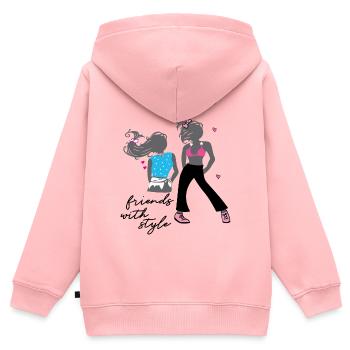 Filles, Amis, Mode - Sweat Premium à capuche zippé enfant bio - rose - Dos - AI Model Kid Female (0cm)