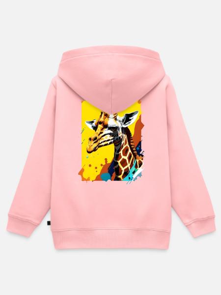 Giraffe Farbexplosion Neon - Kinder Premium Organic Zip Hoodie - Rosa