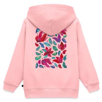 Lebendige Blumen - Kinder Premium Organic Zip Hoodie - Rosa - Hinten - AI Model Kid Female (0cm)
