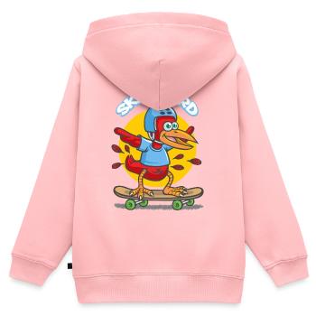 Skatebird Karikatur - Kinder Premium Organic Zip Hoodie - Rosa - Hinten - AI Model Kid Female (0cm)