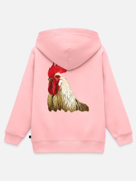 Hahn Hahnenfigur - Kinder Premium Organic Zip Hoodie - Rosa