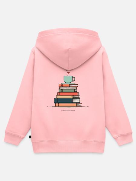 Bücherstapel & Kaffeetasse - Kinder Premium Organic Zip Hoodie - Rosa
