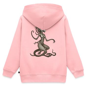 BUG #4 - dark hell - Sweat Premium à capuche zippé enfant bio - rose - Dos - AI Model Kid Female (0cm)