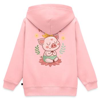 Namaste Zen Pig auf Lotus - Kinder Premium Organic Zip Hoodie - Rosa - Hinten - AI Model Kid Female (0cm)