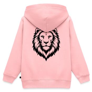 Illustration de lion - Sweat Premium à capuche zippé enfant bio - rose - Dos - AI Model Kid Female (0cm)