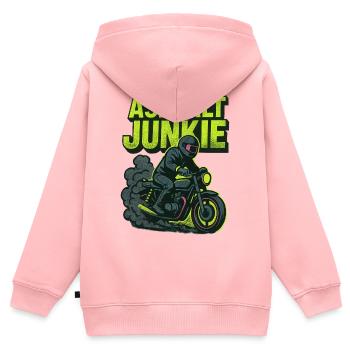 Asphalt Junkie – Motorrad - Kinder Premium Organic Zip Hoodie - Rosa - Hinten - AI Model Kid Female (0cm)