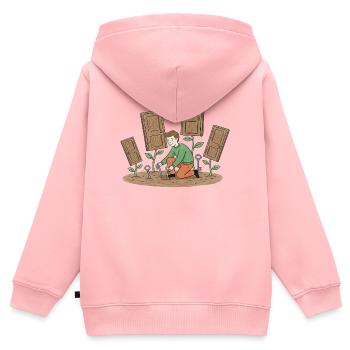 Portes en Croissance Jardinier - Sweat Premium à capuche zippé enfant bio - rose - Dos - AI Model Kid Female (0cm)