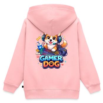 Gamer Dog – Kawaii Dog with Headset & Keyboard - Kids Premium Organic Zip-up Hoodie - rose - Back - AI Model Kid Female (0cm)
