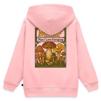 Vintage-Panel zur Pilzsuche - Kinder Premium Organic Zip Hoodie - Rosa - Hinten - AI Model Kid Female (0cm)
