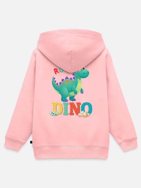 Dino - Kinder Premium Organic Zip Hoodie - Rosa